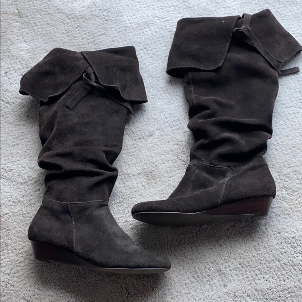 Brown suede boots